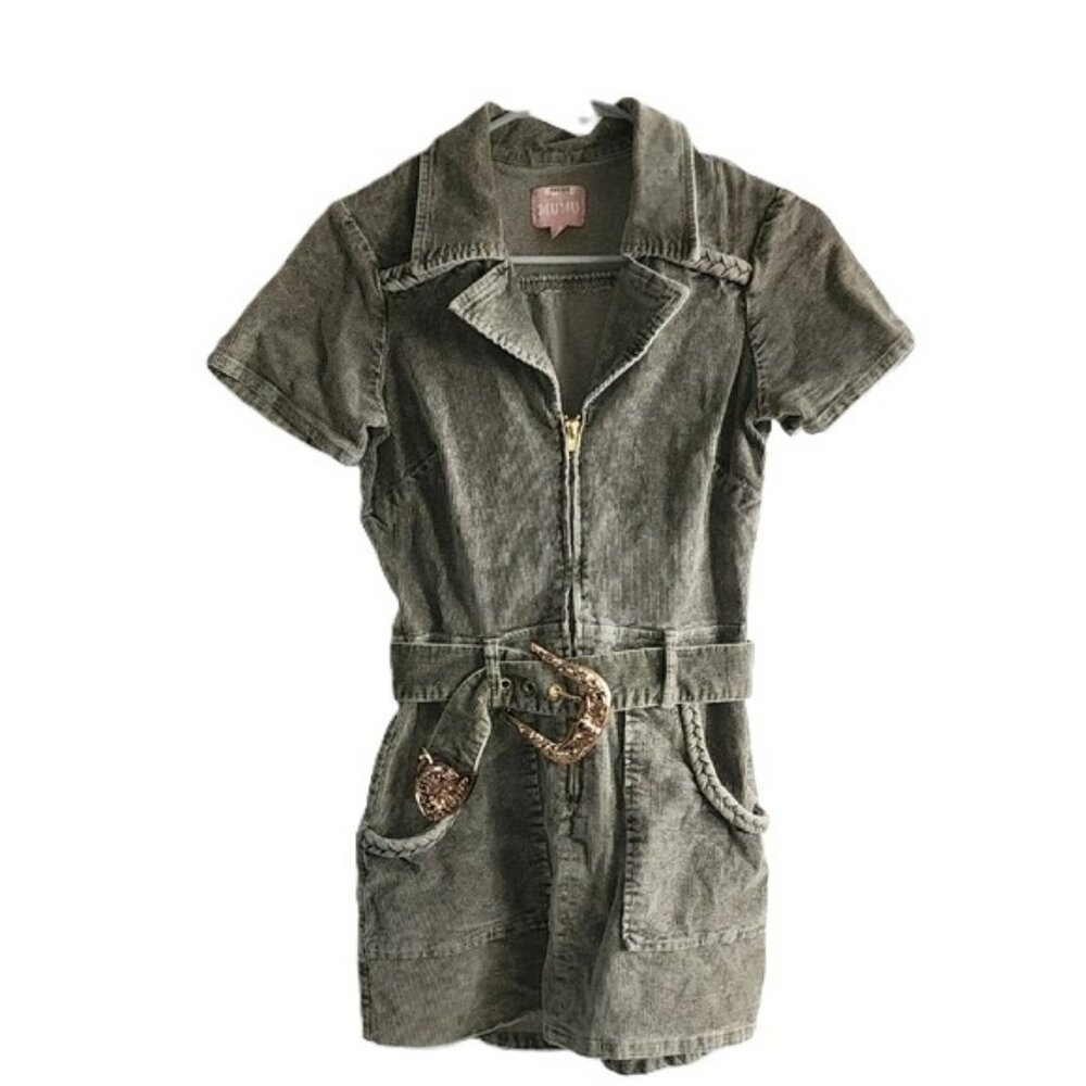 Show Me Your MuMu Outlaw Green Corduroy Belted Mini Dress Cowgirl Core Sz Medium
